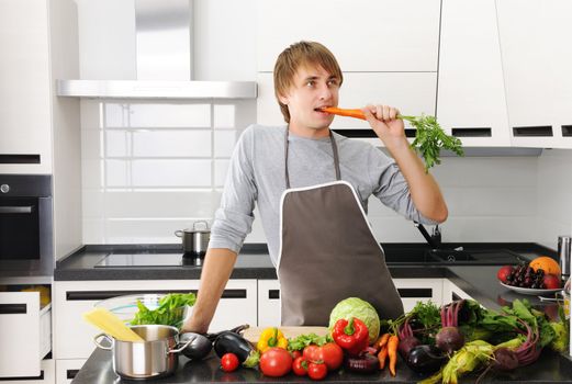 Man cooking in modern kitchen