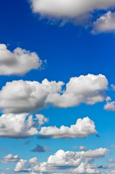 Beautiful Skyscape with fluffy clouds, vertical shot