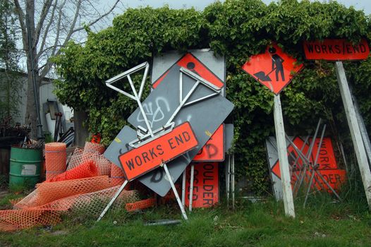 Road signs at road service station, Christchurch, New Zealand