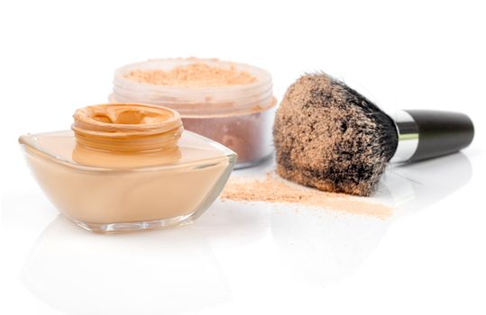 make up powder on white background