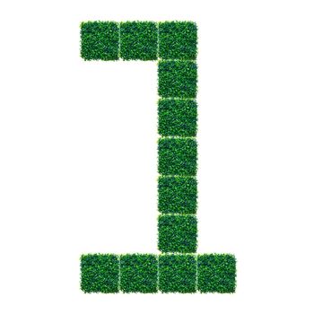 Number One made from Artificial Grass on white background.