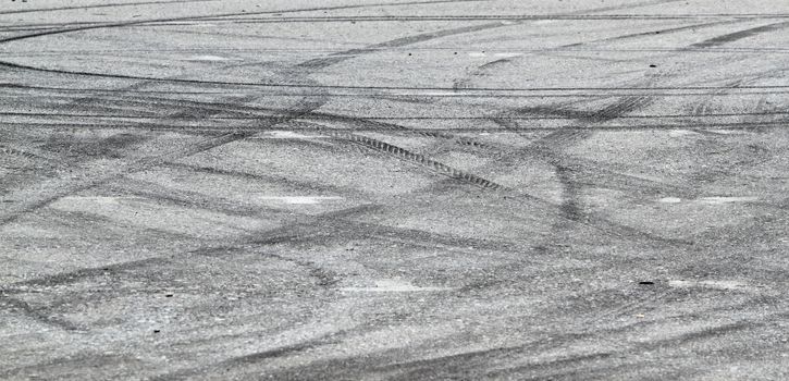 Tire marks on road track