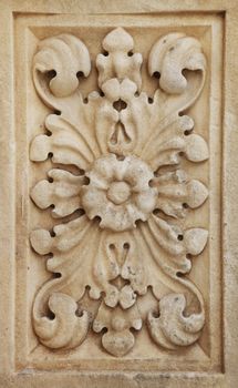 Closeup of architectural ornament on an old building in Sibenik, Croatia