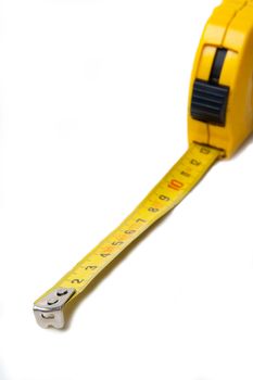 yellow roulette measure building tool  on  white background