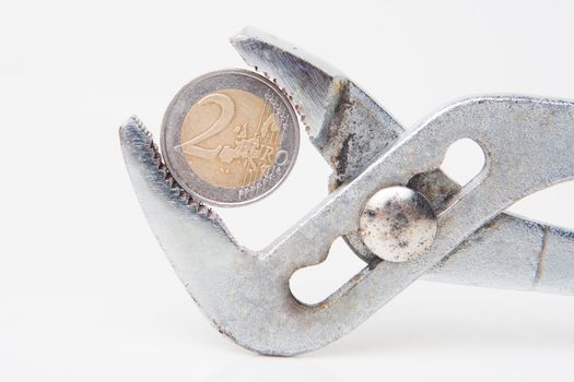 two euro coin under pressure 