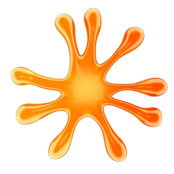 Orange microbe or fluid splash isolated on white