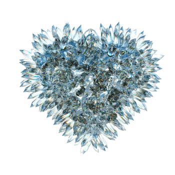 sharp love and jealousy: crystal heart shape isolated over white