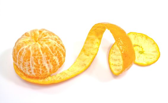 Peel of an orange isolated on white background