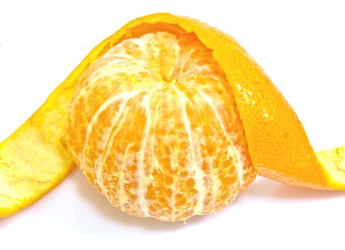 Peel of an orange isolated on white background