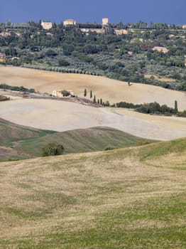 high angle shot of landscape in tuscany