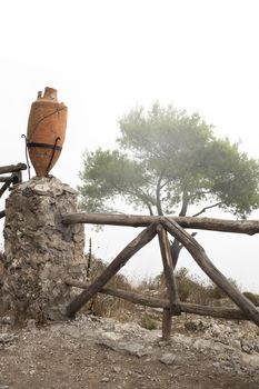 old wooden fence in the hills of capri italy