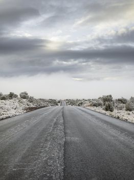 road with mark of snow