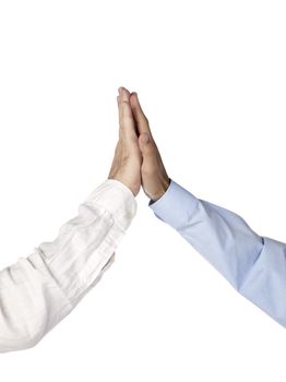 businessmen hands high five