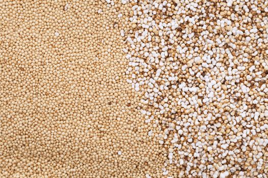 Popped and raw amaranth seeds