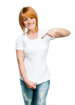 Young beautiful women posing with blank white shirts. Ready for your design