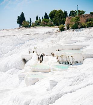 Travertine pools and terraces in Pamukkale, Turkey