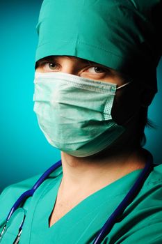 Surgeon in mask close-up portrait