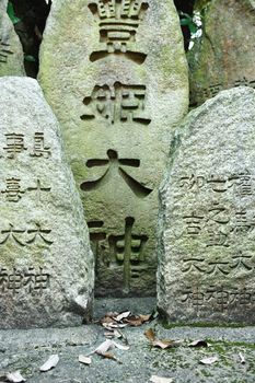 Group of Japanese Stone at Fushimi inari Shrine, Kyoto, Japan