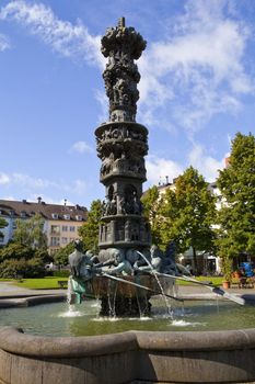 The Historiensaeule (History Column) located on Gorresplatz in Koblenz, Germany.