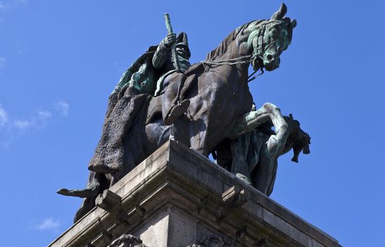 Monument to Kaiser Wilhelm I (Emperor William) on Deutsches Ecke (German Corner) in Koblenz, Germany.