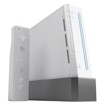 Video gaming console and control isolated on a white background