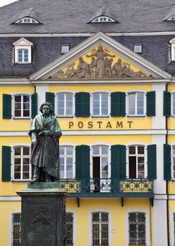 Beethoven statue in Bonn, Germany.  Bonn was the home of Ludwig van Beethoven from the 1790s. The statue is located in M�nsterplatz.