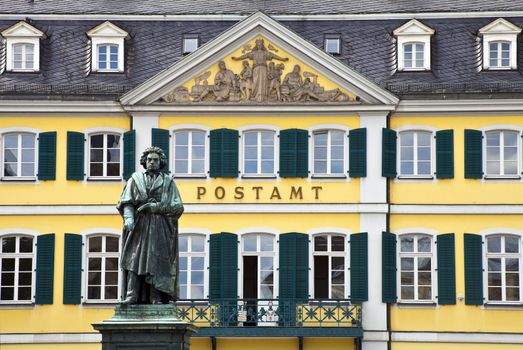 Beethoven statue in Bonn, Germany.  Bonn was the home of Ludwig van Beethoven from the 1790s. The statue is located in M�nsterplatz.