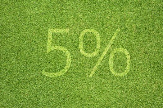 Percent icon on green grass texture and background 