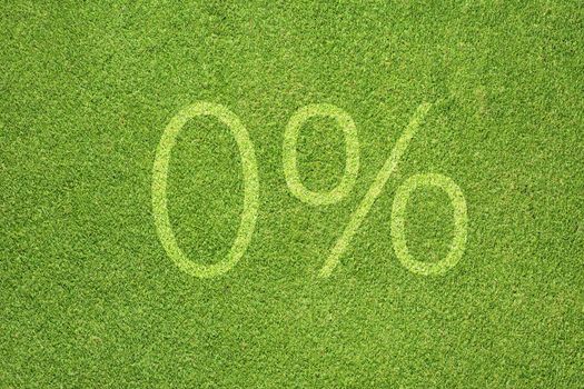 Percent icon on green grass texture and background 