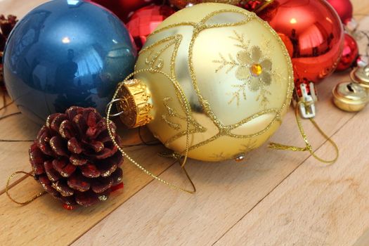 christmas decoration over wood ready for christmas tree