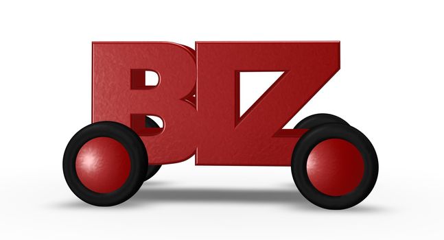 letters biz on wheels - 3d illustration