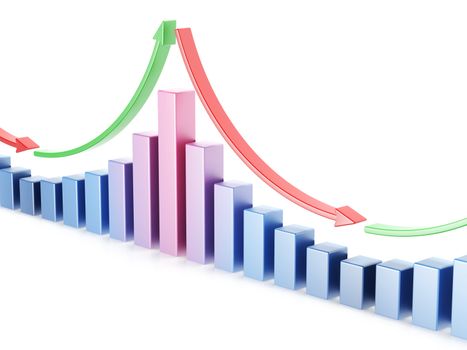 Business chart 3d over white background