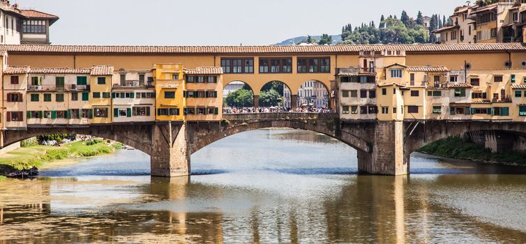 Italy, Florence. View of Ponte Vecchio, the main landmark of the city