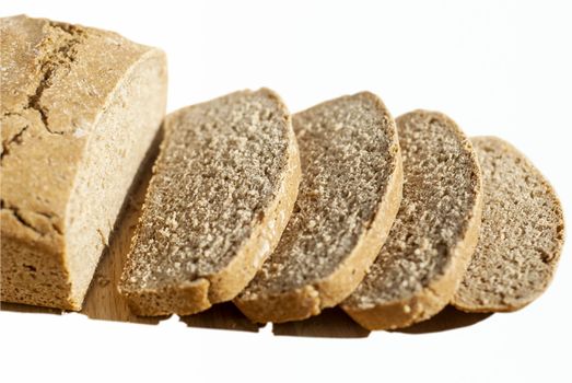 Organic yeast home-made sliced  bread isolated on white background