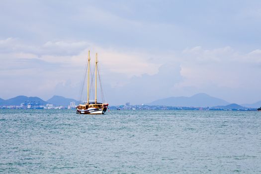 luxury yacht at pattaya sea, thailand