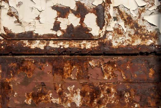 Old rusty abandoned railway wagon side as background