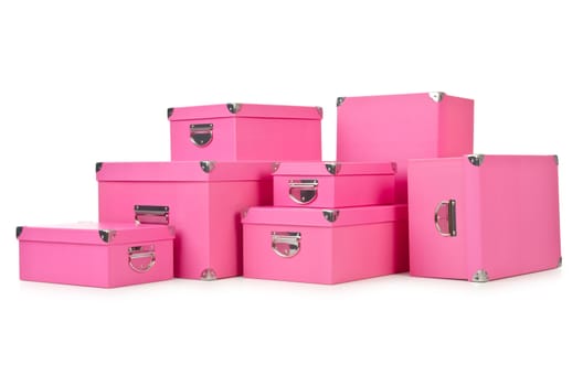 Pink giftboxes isolated on white