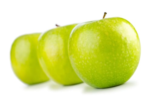 Green apples isolated on the white background