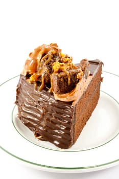 chocolate cake on the white plate