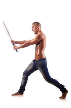 Muscular man with baseball bat