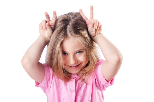 Cute little girl isolated on the white