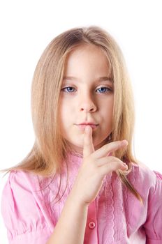 Cute little girl isolated on the white