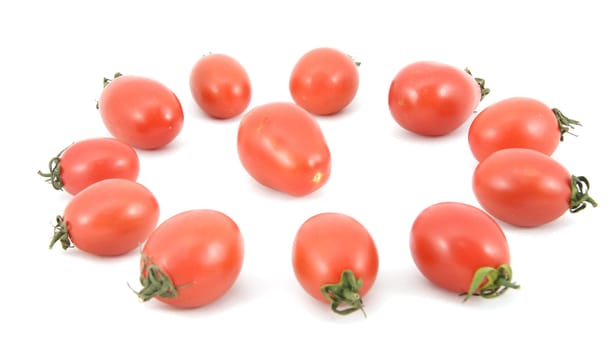red ripe tomatoes on white background