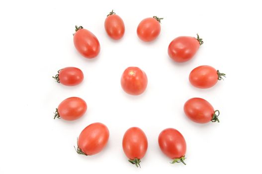 red ripe tomatoes on white background