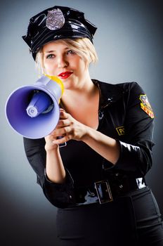 Attractive police office in dark room