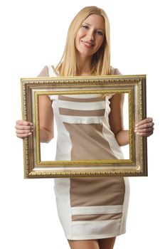 Picture frame and attractive woman