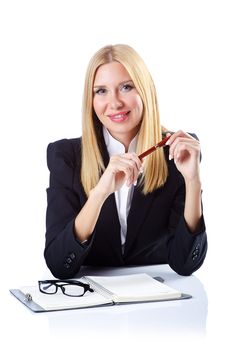 Businesswoman isolated on the white