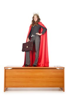 Queen businessman standing on the desk
