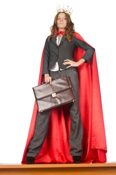 Queen businessman standing on the desk