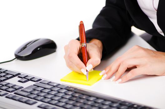 Hands working on the keyboard